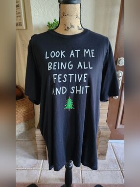 Black Graphic Holiday Tee